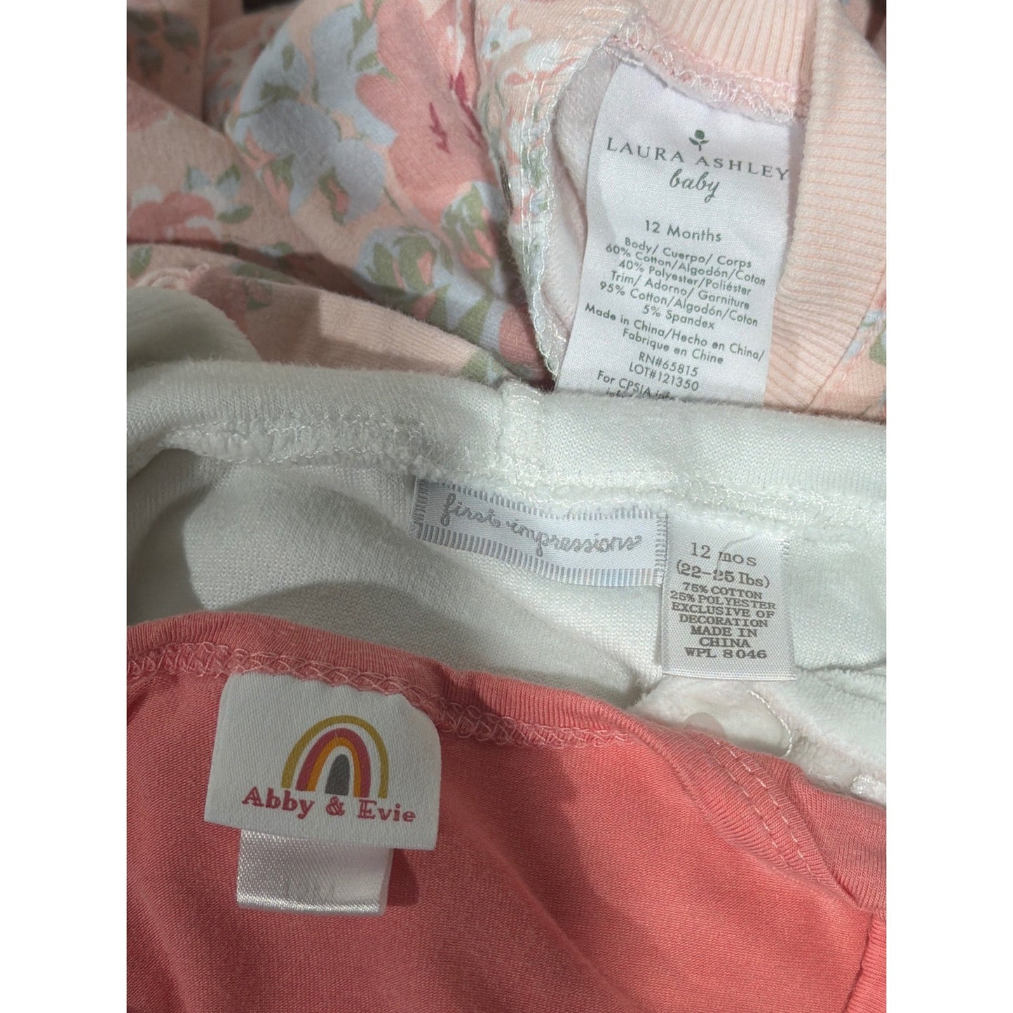 Abby & Evie Laura Ashley First Impressions Girls 12M Pink White Bundle5