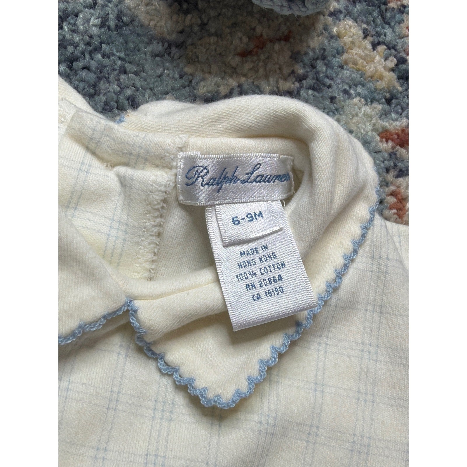 Ralph Lauren Bella Bliss Romper Cardigan Set Boys 6M Blue White Preppy *Flawed3