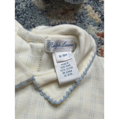Ralph Lauren Bella Bliss Romper Cardigan Set Boys 6M Blue White Preppy *Flawed3