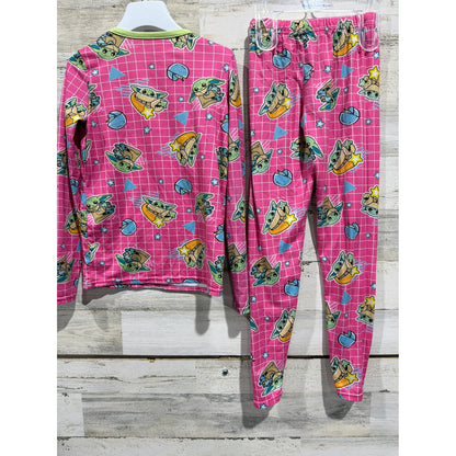 ClimateRight Star Wars Pajama Set Girls Medium Pink Grogu Baby Yoda EUC4