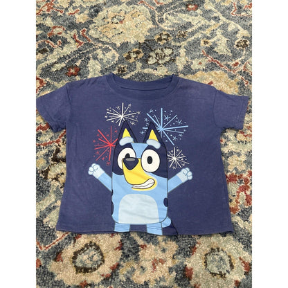 Bluey Graphic T-Shirt Toddler 18M Navy Blue Fireworks EUC0