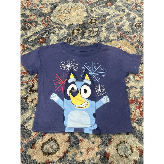 Bluey Graphic T-Shirt Toddler 18M Navy Blue Fireworks EUC0