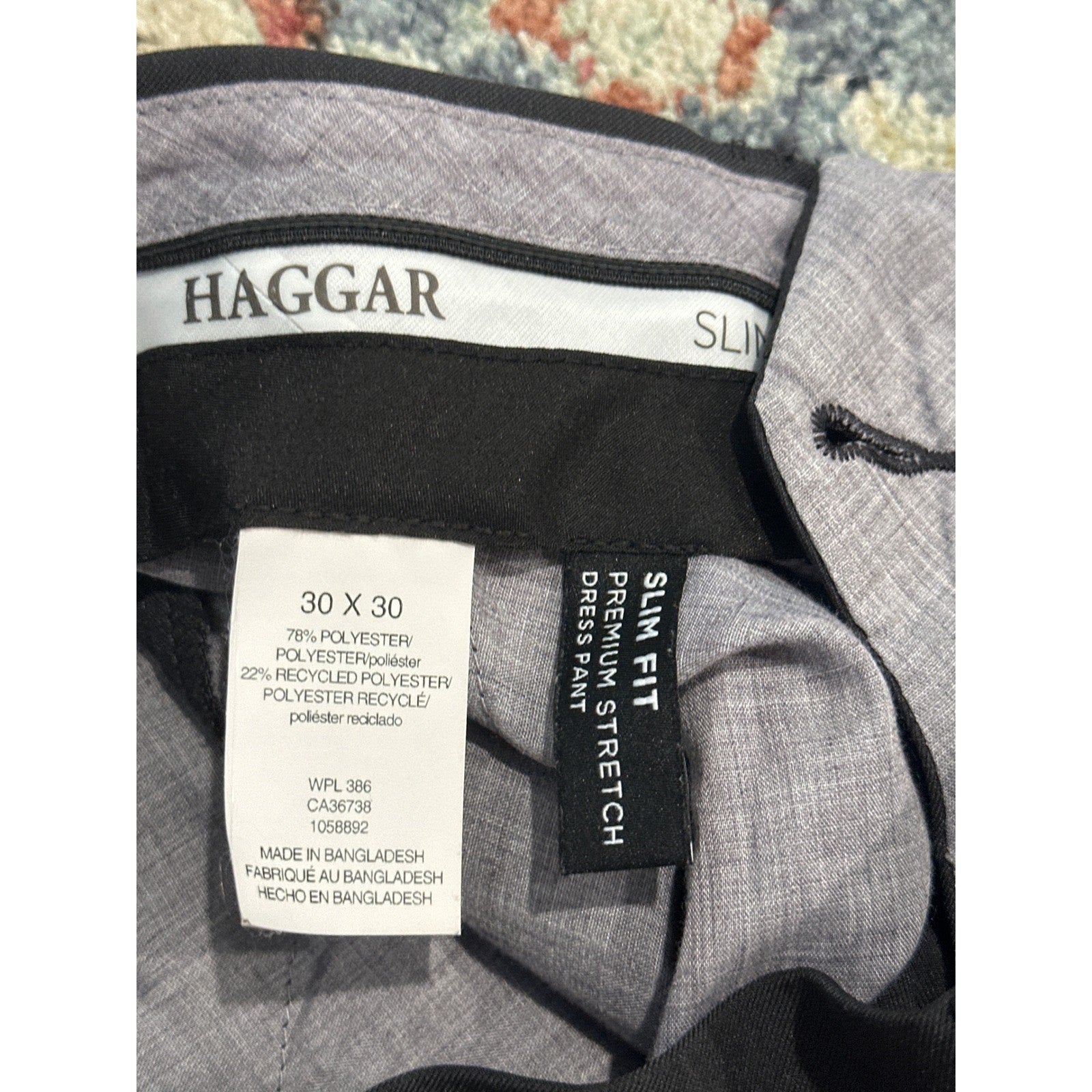 Haggar Dress Pants Men 30x30 Slim Fit Flat Front Trousers EUC1