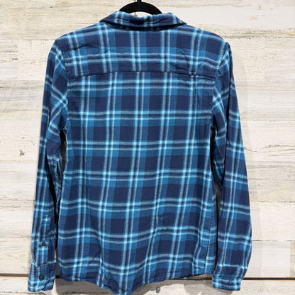 Sonoma Flannel Shirt Boys L Blue Plaid Button Down Fall Winter EUC3