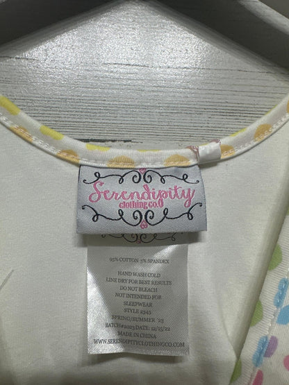 Serendipity Flutter Sleeve Dress Girls 10 White Rainbow Heart Print NWT3