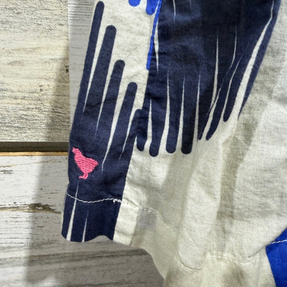 Pink Chicken Jaipur Dress Girls 8Y Blue White 100% Cotton Ikat Floral Boho EUC5
