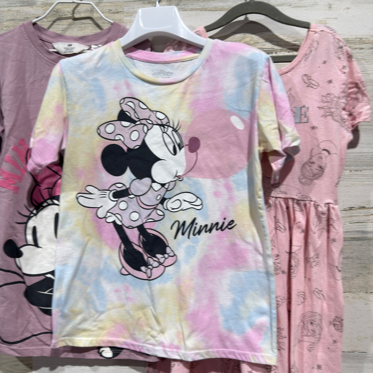 Disney H&M Minnie Mouse & Princess T-Shirt Dress Bundle Girls 7/8 Pink1