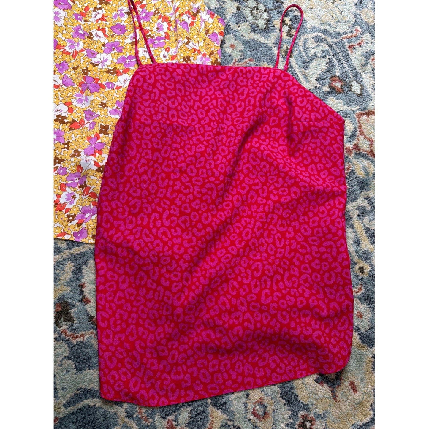 Ann Taylor Cami Bundle Women Medium Pink Yellow Floral Leopard EUC1