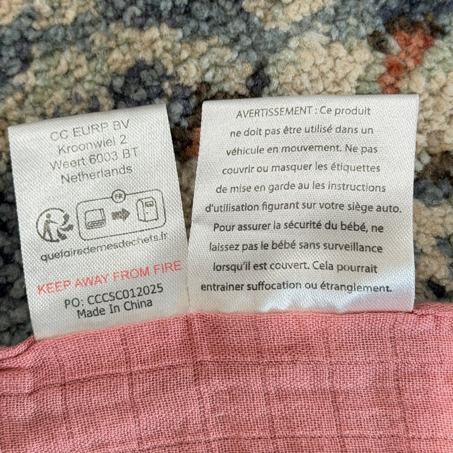 Comfy Cubs Car Seat Cover Baby Infant Pink Muslin Bamboo Gauze Boho EUC3