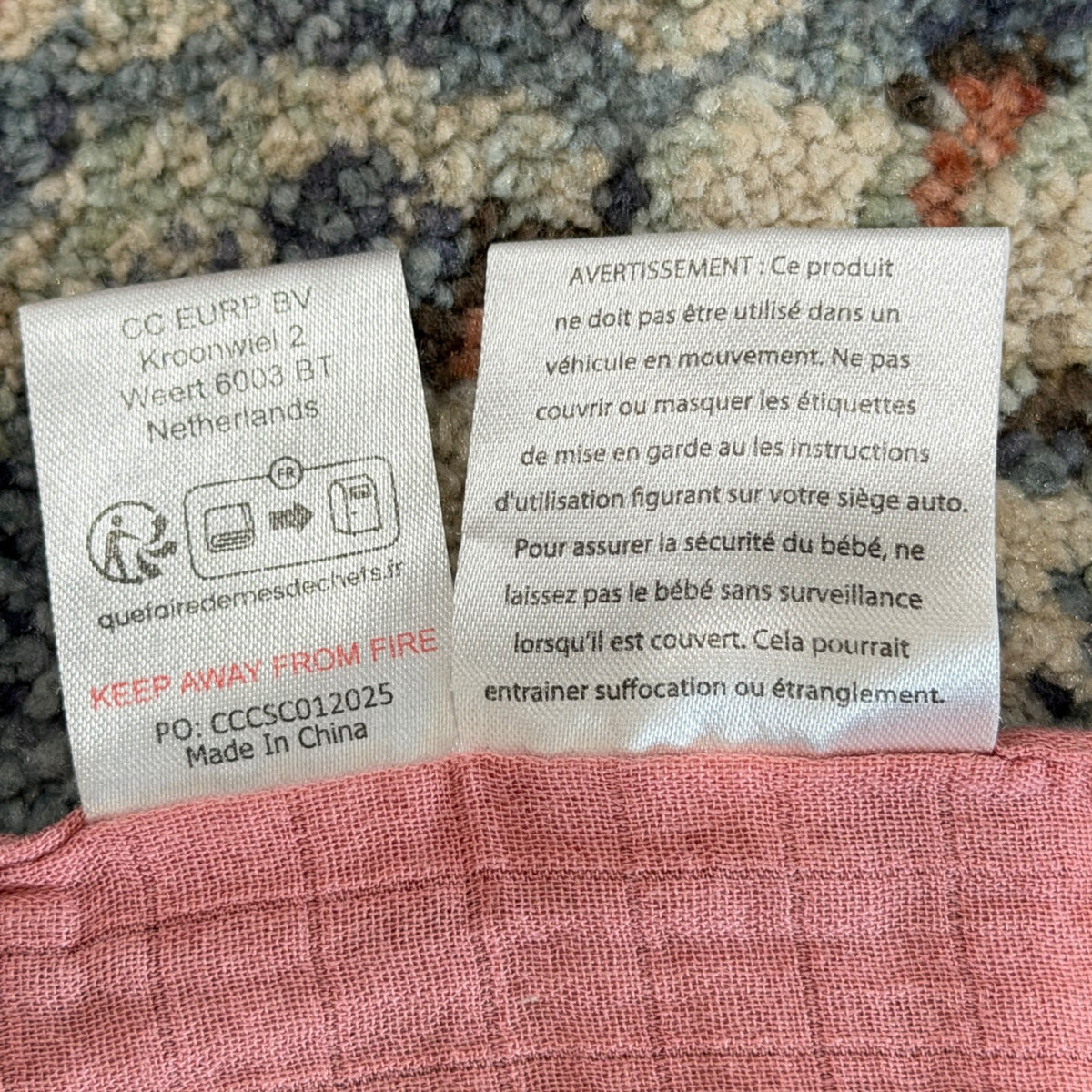 Comfy Cubs Car Seat Cover Baby Infant Pink Muslin Bamboo Gauze Boho EUC3