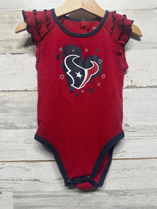 NFL Houston Texans Bodysuit Girls 24M Red Heart Ruffle Flutter Sleeve EUC0