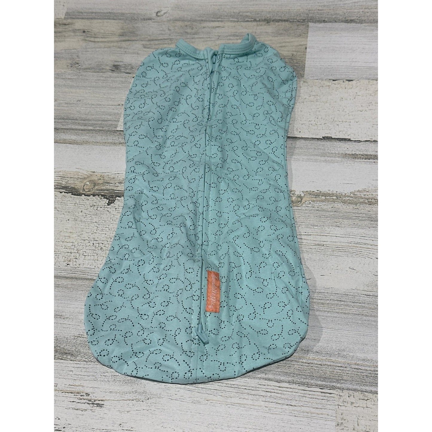 SwaddleMe Pod Sleep Sack Kids 0-3M Mint Green Cotton Spandex Zip Swaddle EUC0