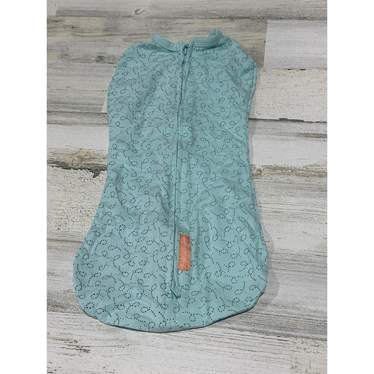 SwaddleMe Pod Sleep Sack Kids 0-3M Mint Green Cotton Spandex Zip Swaddle EUC0
