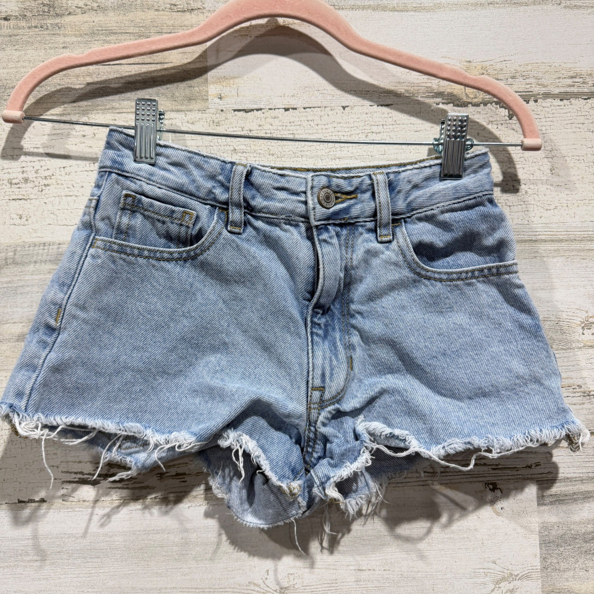 PacSun High Rise Festival Denim Shorts Womens 23 Light Blue Cotton Boho EUC0