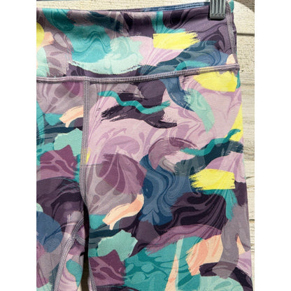 Athleta Girl Chit Chat Capri Girls L 12 Purple Abstract Athletic Yoga EUC1