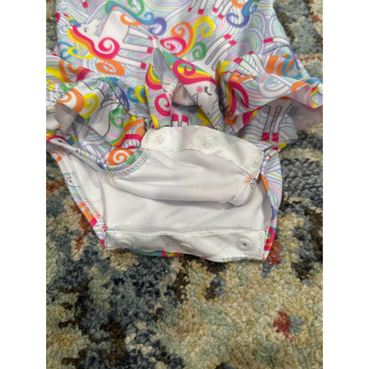 Flap Happy One Piece Swimsuit Girls 3M Multicolor Unicorn Rainbow Ruffle NWT2