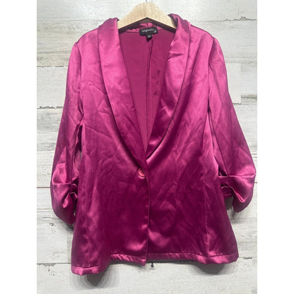 Originality Satin Blazer Girls Large Magenta Pink Ruched Sleeve EUC0