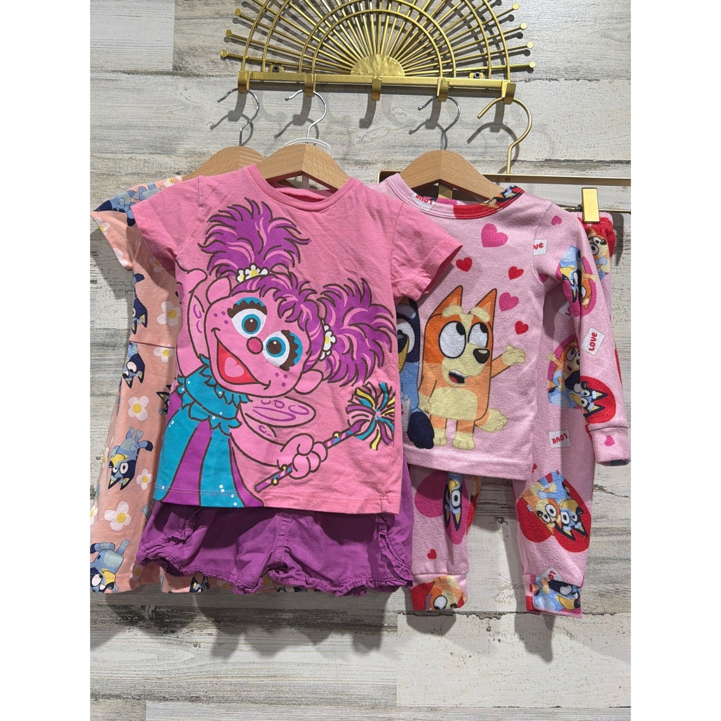 Bluey Sesame Street Garanimals Bundle Girls 2T Pink Blueycore EUC0