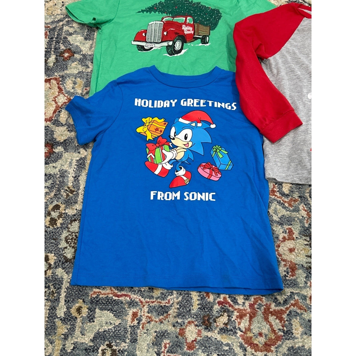 Sonic Cat & Jack Holiday Shirt Bundle Boys 6-7 Christmas Graphic1