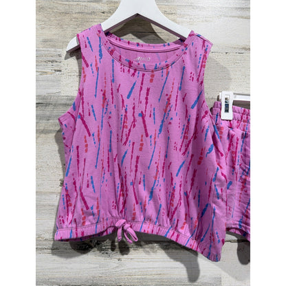 BCG Shorts Set Girls M/L Pink Tie Dye Sleeveless Activewear Athleisure EUC1