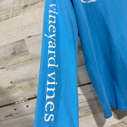 Vineyard Vines Pocket Tee Men L Blue Long Sleeve Whale Graphic Preppy GUC4