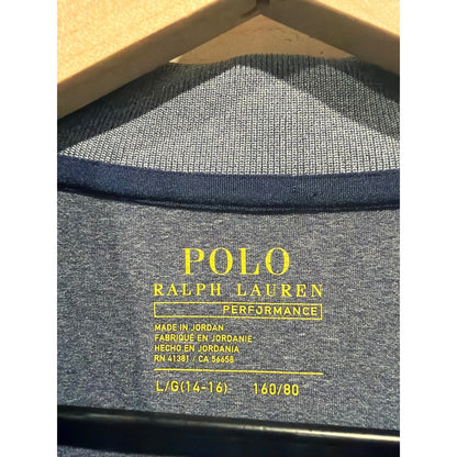 Polo Ralph Lauren Performance Shirt Boys L 14-16 Blue Heathered Golf EUC2