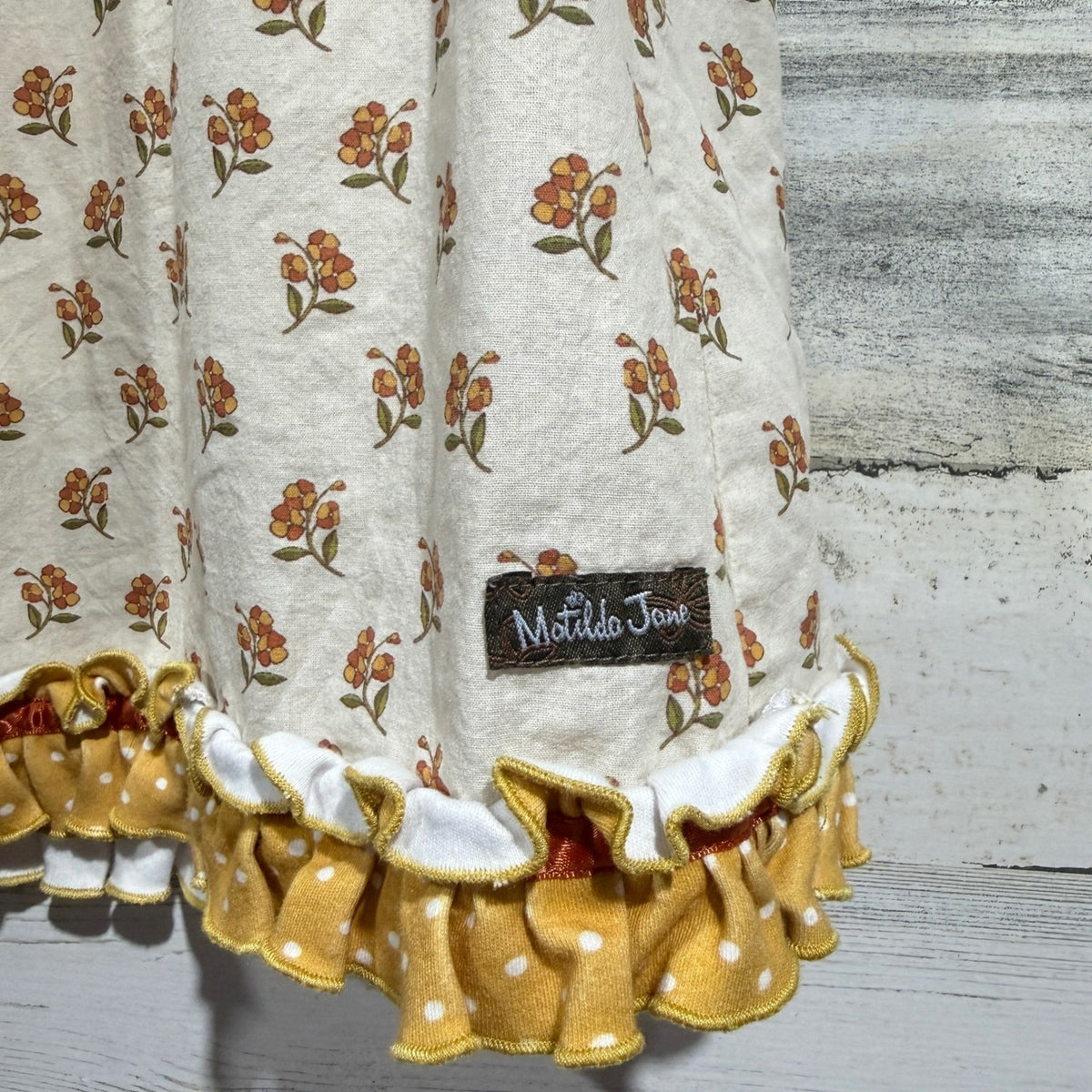 Matilda Jane Girls 10Y Multicolor Floral Smocked Ruffle Top Boho EUC2