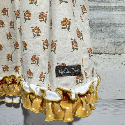 Matilda Jane Girls 10Y Multicolor Floral Smocked Ruffle Top Boho EUC2