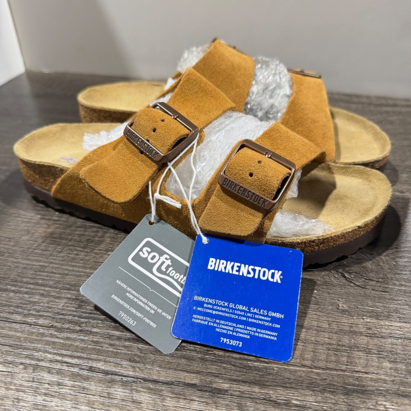 Birkenstock Arizona Sandals Women 39 Mink Suede Soft Footbed NWT0