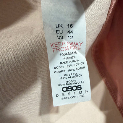 ASOS DESIGN Skirt Set Women 10 / 12 Pink Orange Colorblock Cotton Retro EUC9