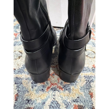 Alex Marie Riding Boots Women 8MW Black Wide Calf Leather Buckle EUC3