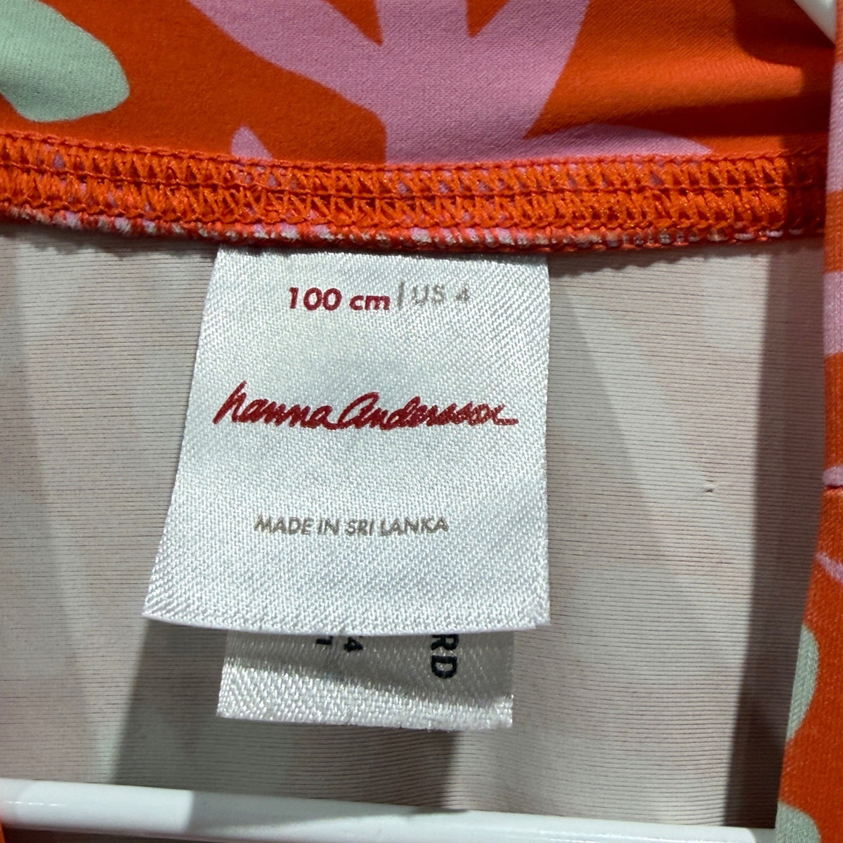 Hanna Andersson Rash Guard Girls Size 4 Orange Pink Floral Swim Top EUC2