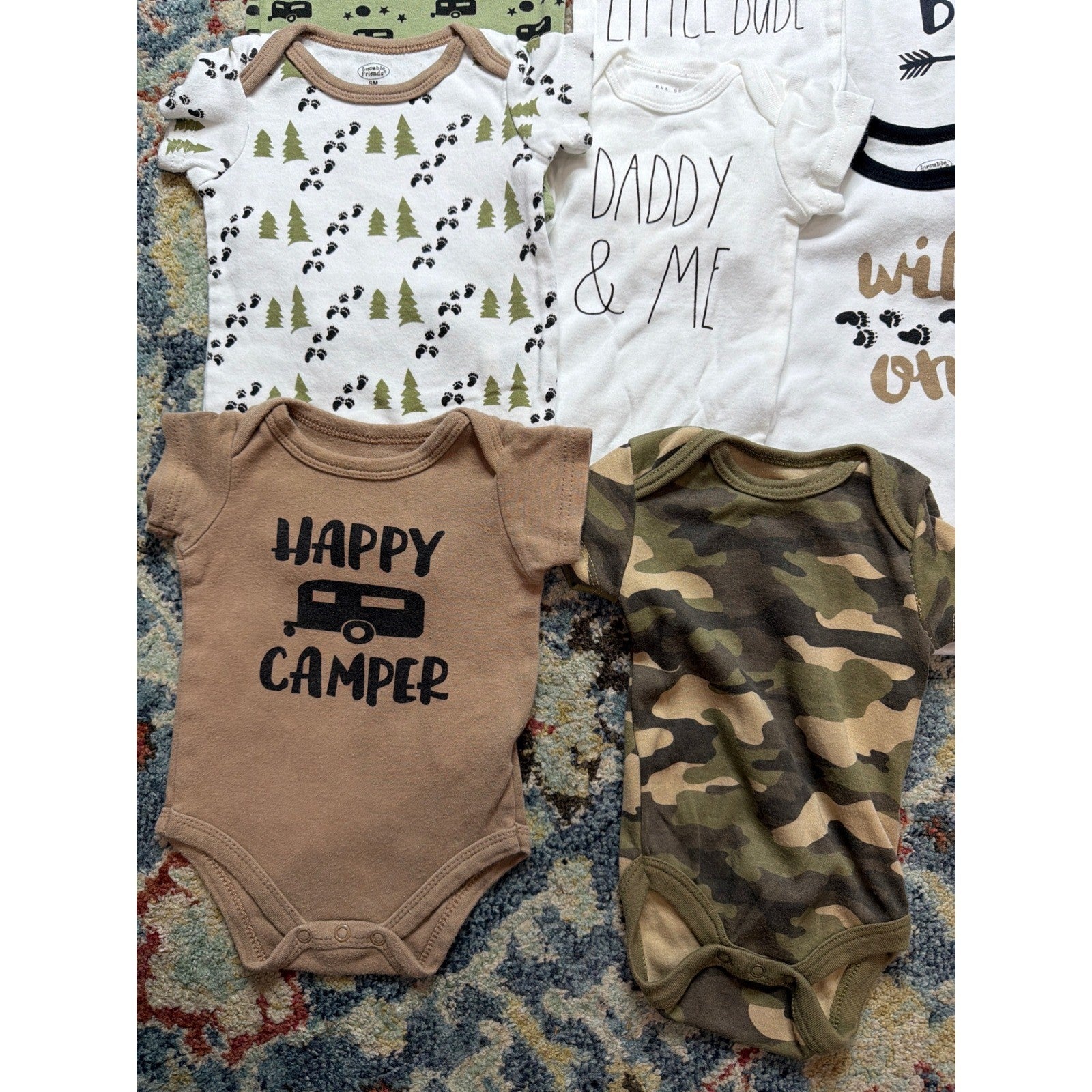 Rae Dunn Baby Gap Boys 0-3M Green Brown Camo Camping 12pc Bundle Gorpcore GUC2