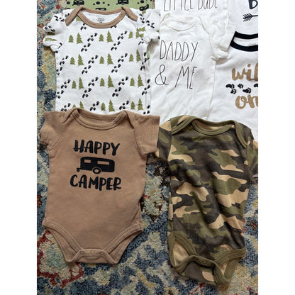 Rae Dunn Baby Gap Boys 0-3M Green Brown Camo Camping 12pc Bundle Gorpcore GUC2
