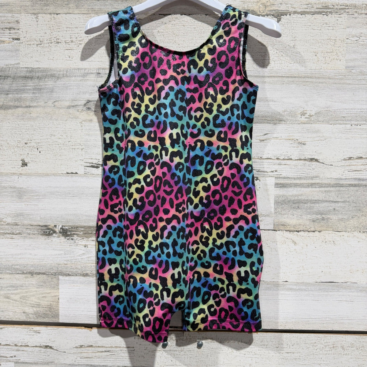 Biketard Girls 10/12 (150) Leopard Sparkle Gymnastics Unitard Dancewear EUC0
