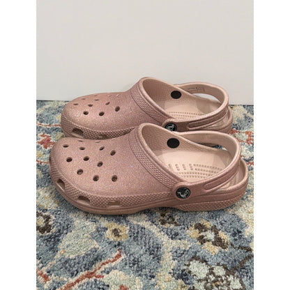 Crocs Classic Clog Girls 4 Rose Gold Glitter Sparkle Comfort2