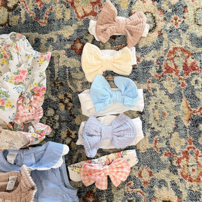 Mud Pie Baby Starters Romper Lot Girls 6-9M Floral Gingham Gauze EUC7