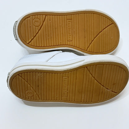 Footmates Drew T-Strap Girls Size 8 White Leather Classic School GUC7