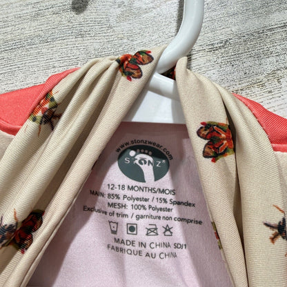 Stonz Sun Suit Baby 12-18M Coral Bug Print UPF 50+ Rash Guard Swim NWT2