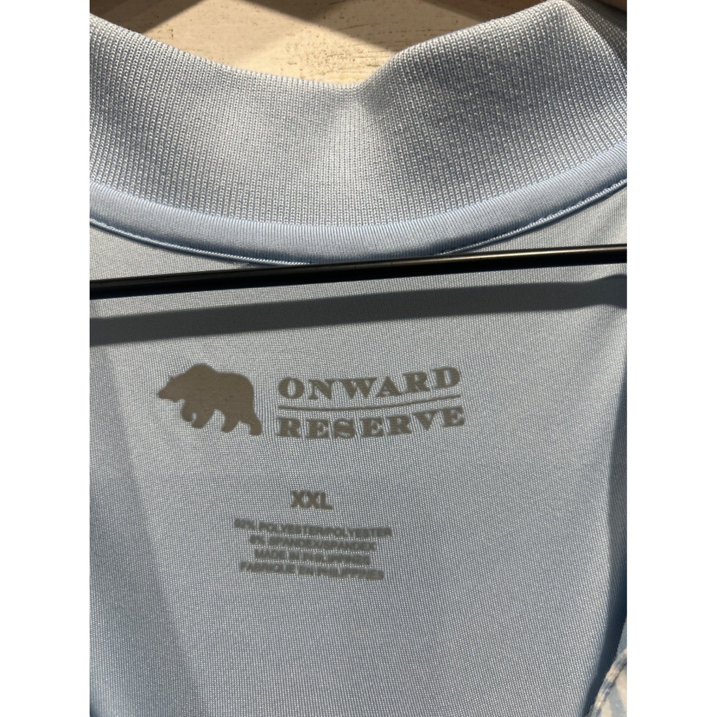 Onward Reserve Polo Shirt Men XXL Light Blue Striped Performance Golfcore EUC1