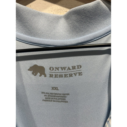 Onward Reserve Polo Shirt Men XXL Light Blue Striped Performance Golfcore EUC1