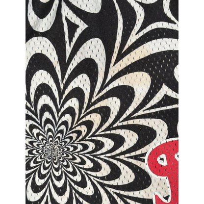 BKTSQD Basketball Shorts Kids XL Black White Psychedelic Mesh Sport *Flawed2
