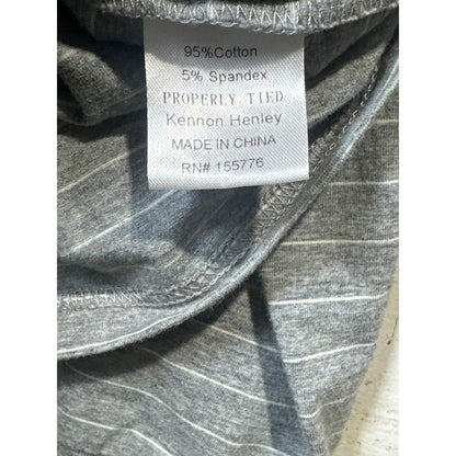 Properly Tied Henley Shirt Boys 5 Grey Striped Long Sleeve EUC2