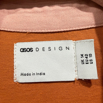 ASOS DESIGN Skirt Set Women 10 / 12 Pink Orange Colorblock Cotton Retro EUC2