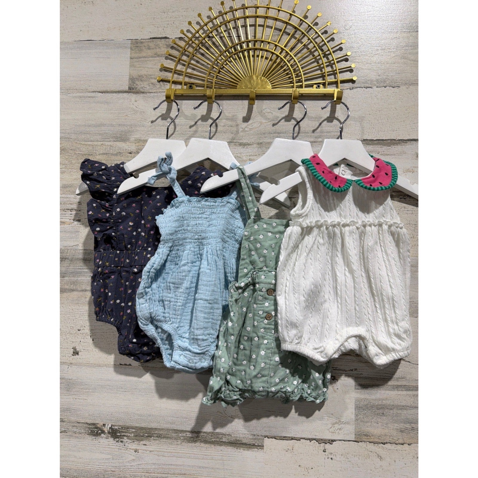Mini Bean Burts Bees Mayoral Cat & Jack Bubble Romper Bundle Girls 0-3m0