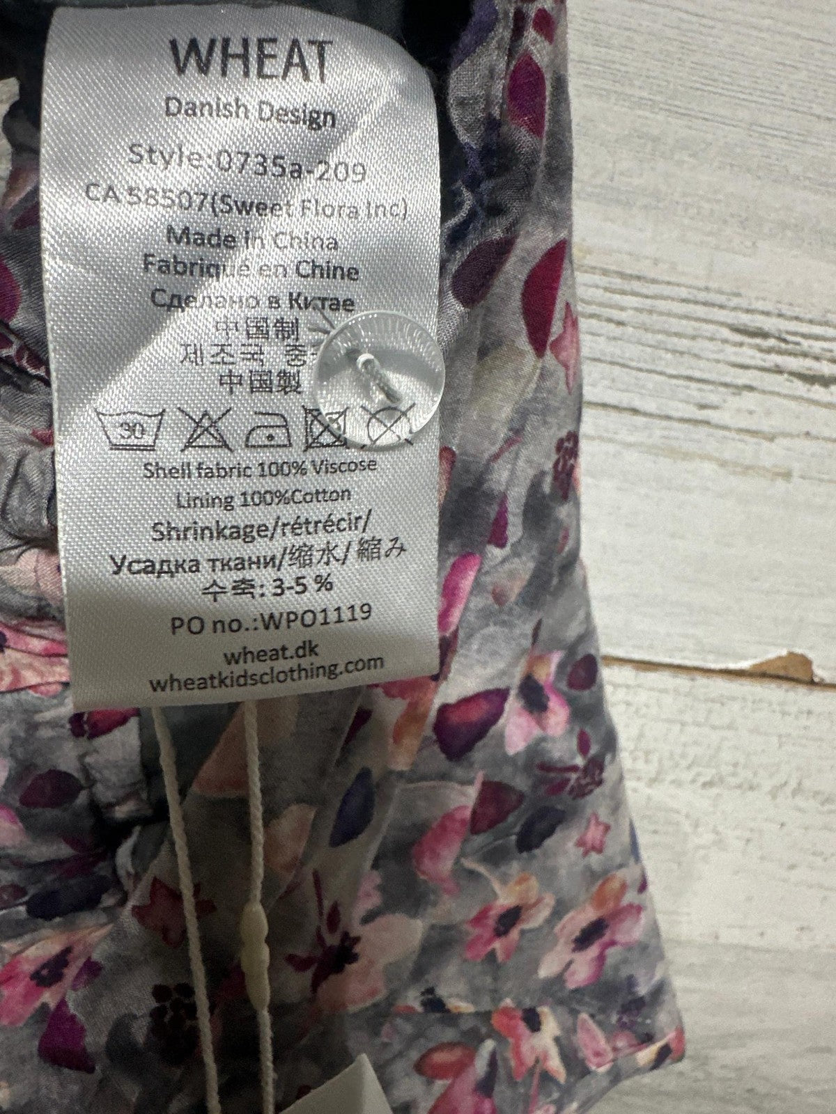 Wheat Floral Jogger Pants Girls 6 Grey Pink Purple Ruffle Waist NWT3