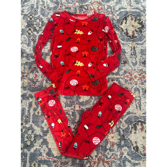Cat & Jack Pajama Set Kids 10 Red Christmas Lights Ornaments EUC0