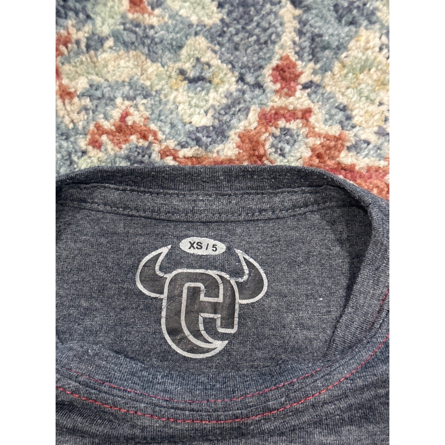 Cowboy Hardware Long Sleeve Tee Boys XS 5 Charcoal Grey Bull Graphic EUC2