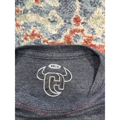 Cowboy Hardware Long Sleeve Tee Boys XS 5 Charcoal Grey Bull Graphic EUC2
