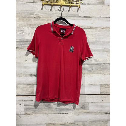 Psycho Bunny Polo Shirt Men Size 5 Medium Red Tipped Pima Cotton Preppy0